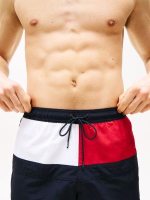 multi hilfiger flag long length swim shorts for men tommy hilfiger