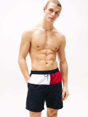 multi hilfiger flag long length swim shorts for men tommy hilfiger