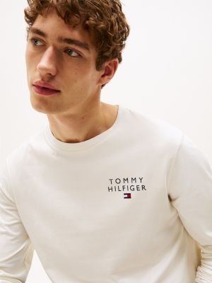 bruin original pyjamaset met longsleeve top voor heren - tommy hilfiger