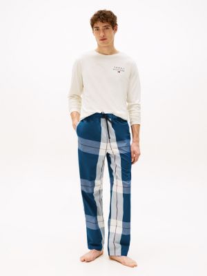 bruin original pyjamaset met longsleeve top voor heren - tommy hilfiger