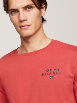orange th original print long sleeve pyjama set for men tommy hilfiger