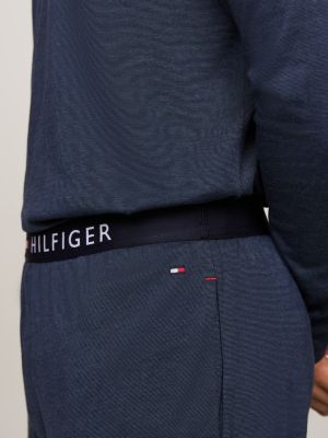 completo pigiama original a micro righe blu da uomini tommy hilfiger