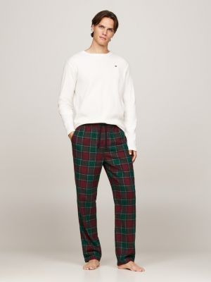 orange th original waffle flannel tartan pyjama set for men tommy hilfiger