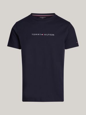 t-shirt lounge original con logo blu da uomini tommy hilfiger