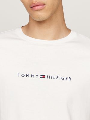 t-shirt lounge original con logo bianco da uomini tommy hilfiger