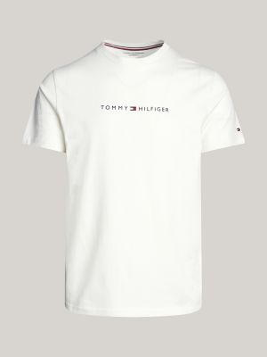 t-shirt lounge original con logo bianco da uomini tommy hilfiger