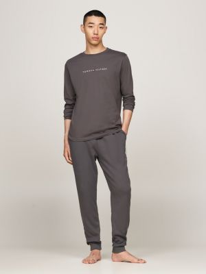 grey th original long sleeve lounge t-shirt for men tommy hilfiger