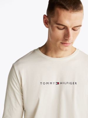 wit original longsleeve lounge-t-shirt voor heren - tommy hilfiger