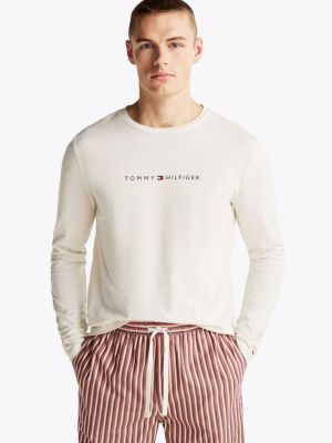 white original longsleeve lounge-t-shirt voor heren - tommy hilfiger