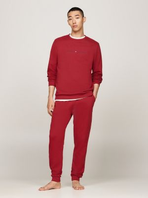 joggers lounge original con logo rosso da uomini tommy hilfiger