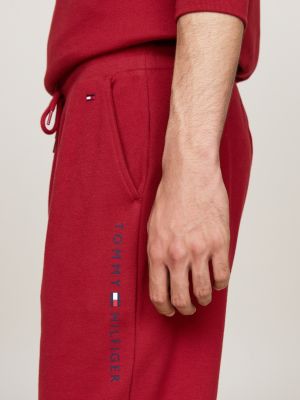 joggers lounge original con logo rosso da uomini tommy hilfiger