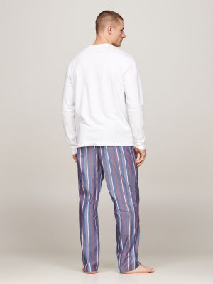 orange hilfiger monotype geweven pyjamaset met print voor heren - tommy hilfiger