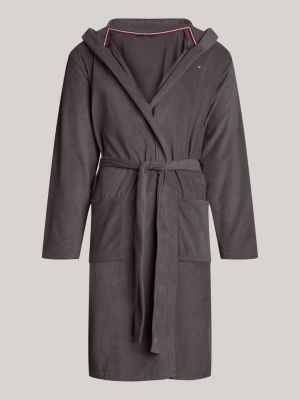 grey hilfiger monotype hooded bathrobe gift set for men tommy hilfiger