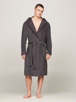 grey hilfiger monotype hooded bathrobe gift set for men tommy hilfiger