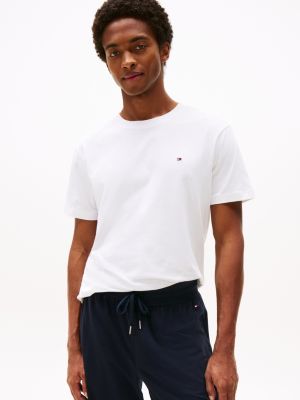 wit slim fit lounge-t-shirt voor heren - tommy hilfiger