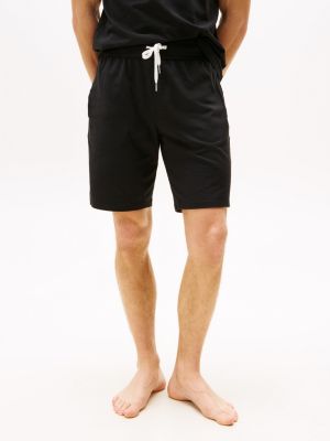 black regular lounge shorts for men tommy hilfiger