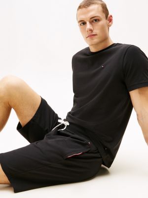 black regular lounge shorts for men tommy hilfiger