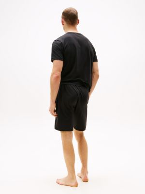 black regular lounge shorts for men tommy hilfiger