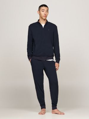 blue zip-thru lounge sweatshirt for men tommy hilfiger