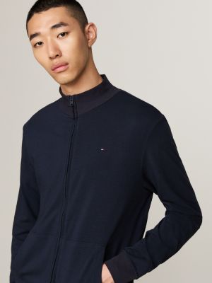 blue zip-thru lounge sweatshirt for men tommy hilfiger