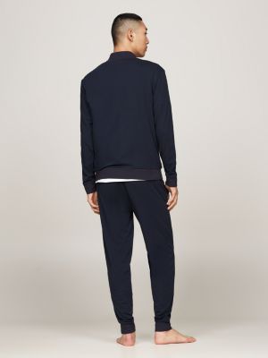 blue zip-thru lounge sweatshirt for men tommy hilfiger