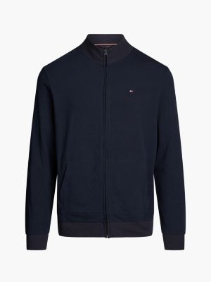 blue zip-thru lounge sweatshirt for men tommy hilfiger