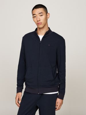 blue zip-thru lounge sweatshirt for men tommy hilfiger