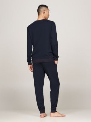 blau lounge-sweatshirt mit aufgestickter flag für herren - tommy hilfiger