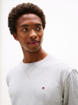 grijs loungesweatshirt met geborduurde vlag voor heren - tommy hilfiger