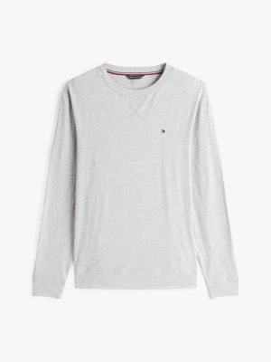 grijs loungesweatshirt met geborduurde vlag voor heren - tommy hilfiger