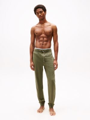 green essential drawstring lounge joggers for men tommy hilfiger