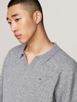 grey th established lounge jumper with wool for men tommy hilfiger