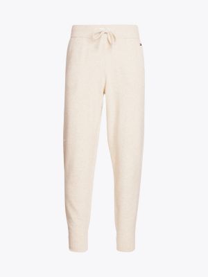 beige th established lounge joggers with wool for men tommy hilfiger