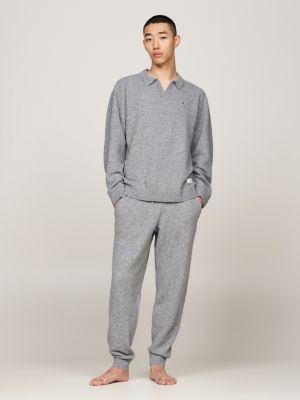 grey th established lounge joggers with wool for men tommy hilfiger