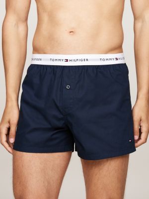 2 pack boxer shorts con logo ripetuto blu da uomini tommy hilfiger