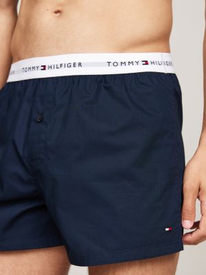 2 pack boxer shorts con logo ripetuto blu da uomini tommy hilfiger