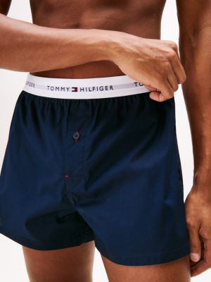 2 pack boxer shorts con logo ripetuto blu da uomini tommy hilfiger