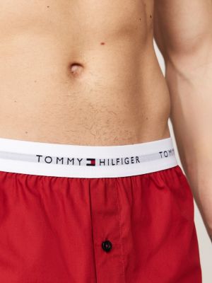 2 pack boxer shorts con logo ripetuto rosso da uomini tommy hilfiger