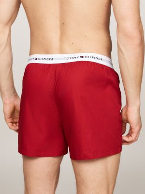 2 pack boxer shorts con logo ripetuto rosso da uomini tommy hilfiger