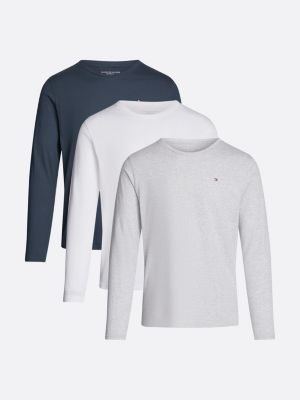 grey 3-pack long sleeve t-shirts for men tommy hilfiger