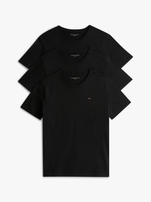  black 3-pack signature embroidery t-shirts for men tommy hilfiger