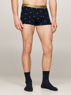 coffret cadeau boxer et chaussettes à motif bleu pour hommes tommy hilfiger