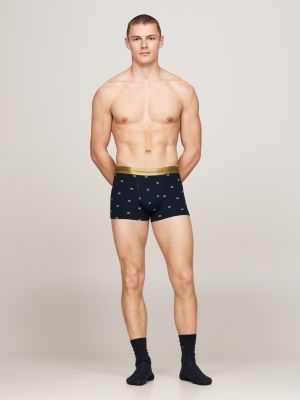 coffret cadeau boxer et chaussettes à motif bleu pour hommes tommy hilfiger