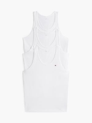 white 3-pack signature round neck tank tops for men tommy hilfiger