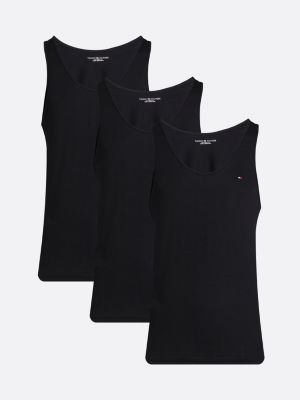 3 pack canottiere signature con bandierina nero da uomini tommy hilfiger