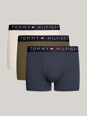 beige 3-pack th original logo waistband trunks for men tommy hilfiger