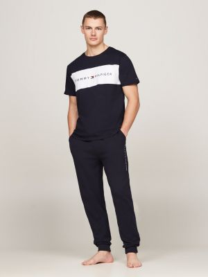 blau original lounge-t-shirt mit color block für herren - tommy hilfiger