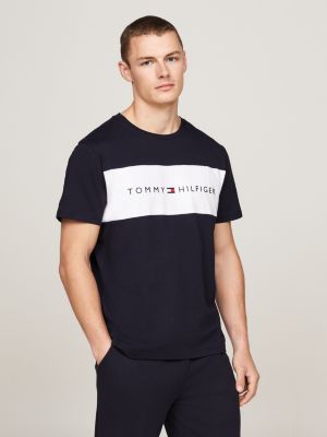 blau original lounge-t-shirt mit color block für herren - tommy hilfiger