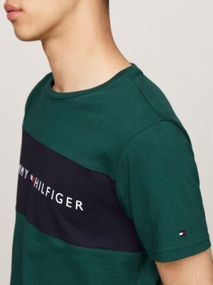 groen original colour-blocked lounge t-shirt voor heren - tommy hilfiger