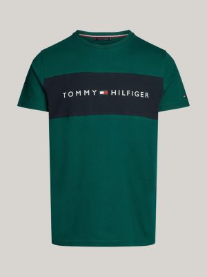 groen original colour-blocked lounge t-shirt voor heren - tommy hilfiger